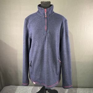 Weird Fish Sweater Men’s S 1/4 Zip Pullover Mock Neck Waffle Knit Casual Blue